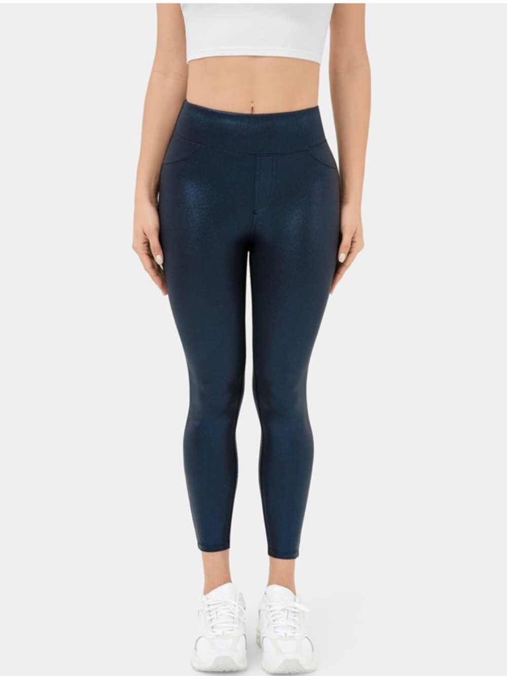SoftlyZero™ Faux Leather High Waisted Pocket Work Leggings - Picture 2 of 10